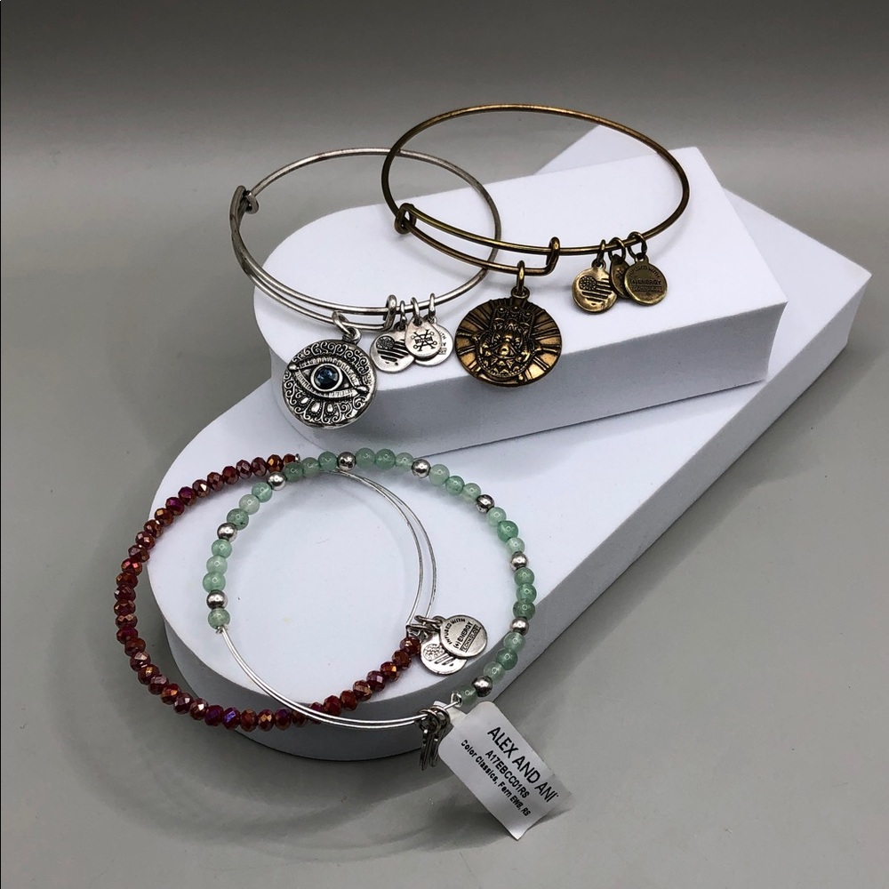 Alex and Ani Evil Eye Hamsa Crystal Stone Bead Layering Stackable Bracelets 4